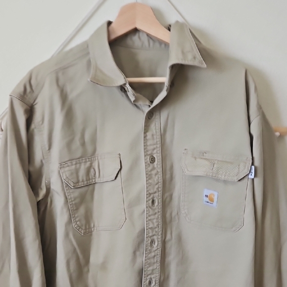 Carhartt Mens Flame-Resistant Classic Twill Shirt L - Picture 3 of 4